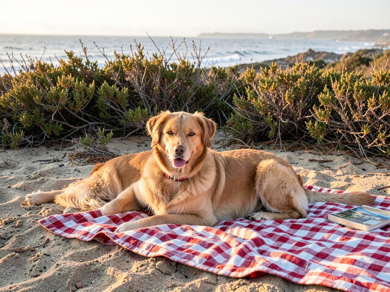 A dog relaxing with guests at the pet-friendly venue